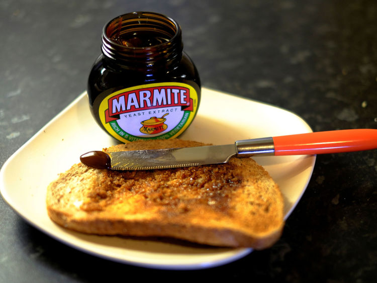 Toast with Marmite, a Unilever brand, sits on a kitchen counter in Manchester, Britain October 13, 2016.