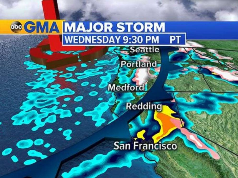 A major storm is moving onto the West Coast on Wednesday into Thursday.