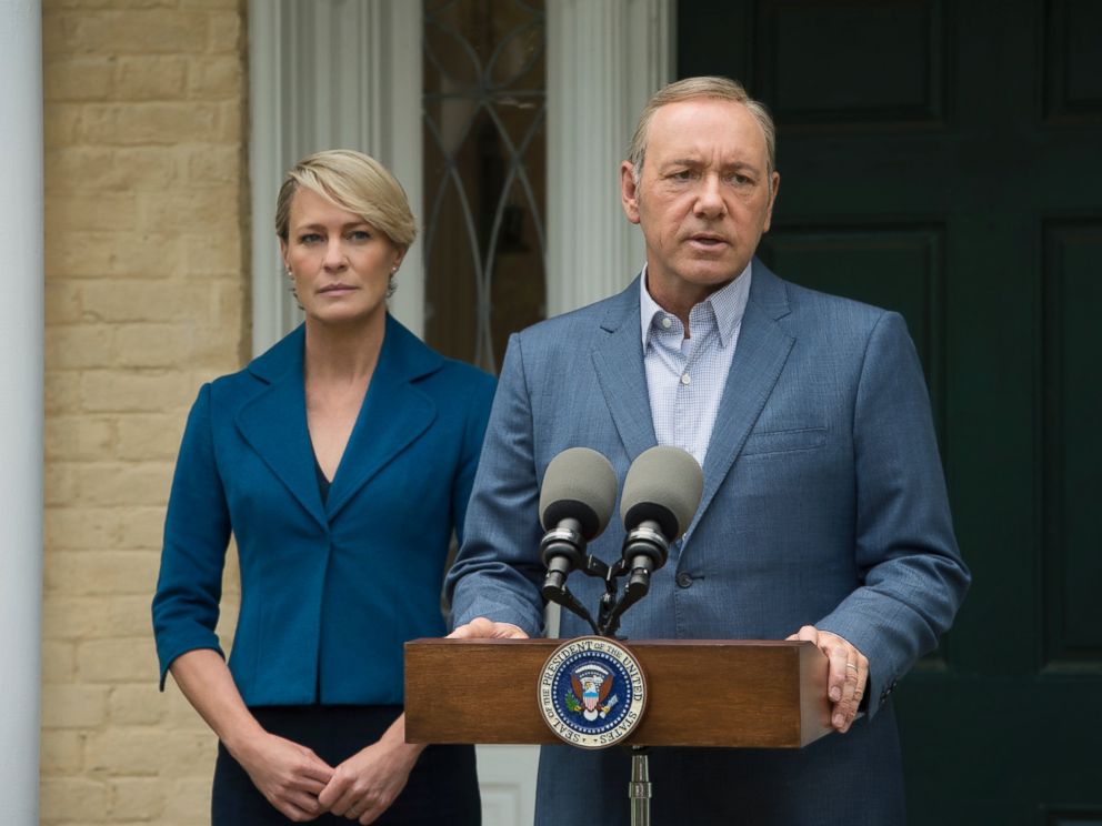 PHOTO:Robin Wright as Claire Underwood and Kevin Spacey as Frank Underwood in a scene from House of Cards. 