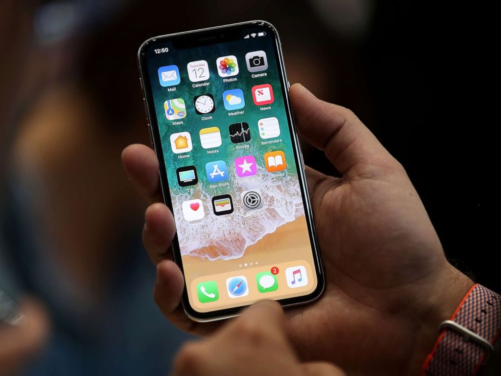 PHOTO: The new iPhone X is displayed during an Apple special event at the Steve Jobs Theatre on the Apple Park campus on Sept. 12, 2017 in Cupertino, Calif.