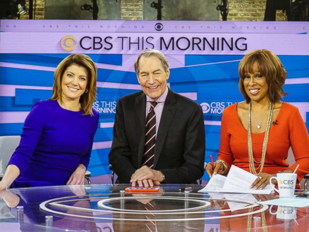 PHOTO: This image released by CBS shows, from left, Norah ODonnell, Charlie Rose and Gayle King on the set of CBS This Morning.