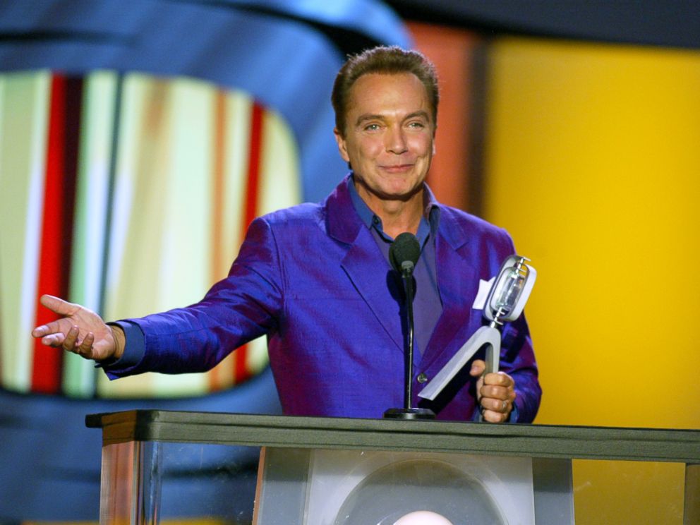 PHOTO: Actor David Cassidy accepts his Hippest Fashion Plate, Male award for The Partridge Family during the TV Land Awards 2003 at the Hollywood Palladium, March 2, 2003, in Hollywood, Calif. 