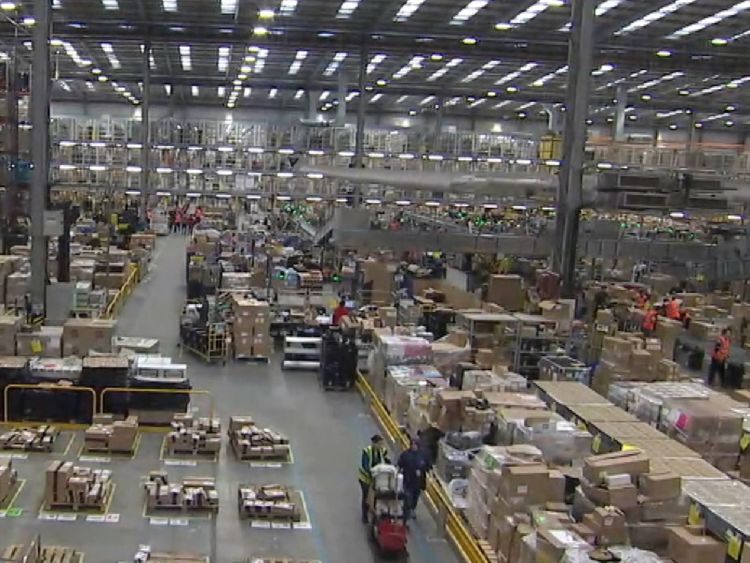An Amazon warehouse in Peterborough on Black Friday 25 November 2016