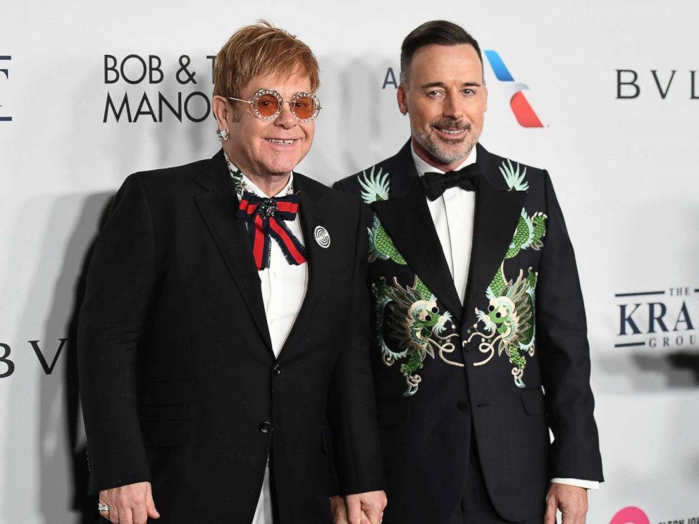 PHOTO: Sir Elton John and David Furnish attend the Elton John AIDS Foundation Commemorates Its 25th Year, Nov. 7, 2017 in New York City.