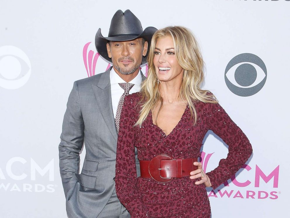 PHOTO: Tim McGraw and Faith Hill arrive at the 52nd Academy of Country Music Awards held at T-Mobile Arena, April 2, 2017, in Las Vegas.
