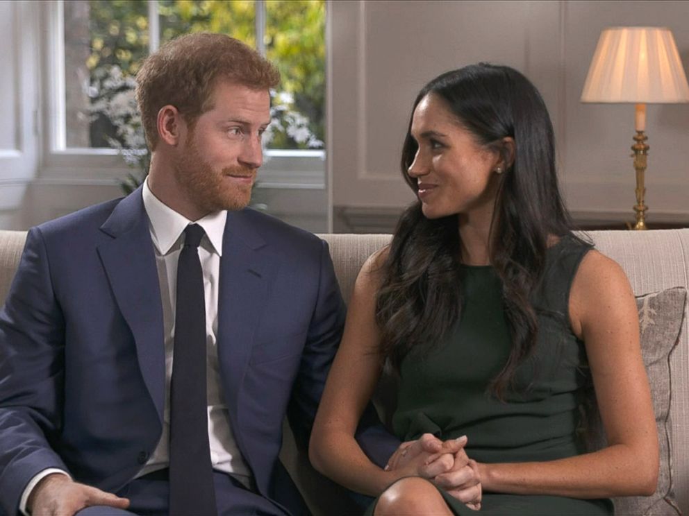PHOTO: Britains Prince Harry and his fiancee, U.S. actress Meghan Markle give their first interview following their engagement, Nov. 27, 2017. 