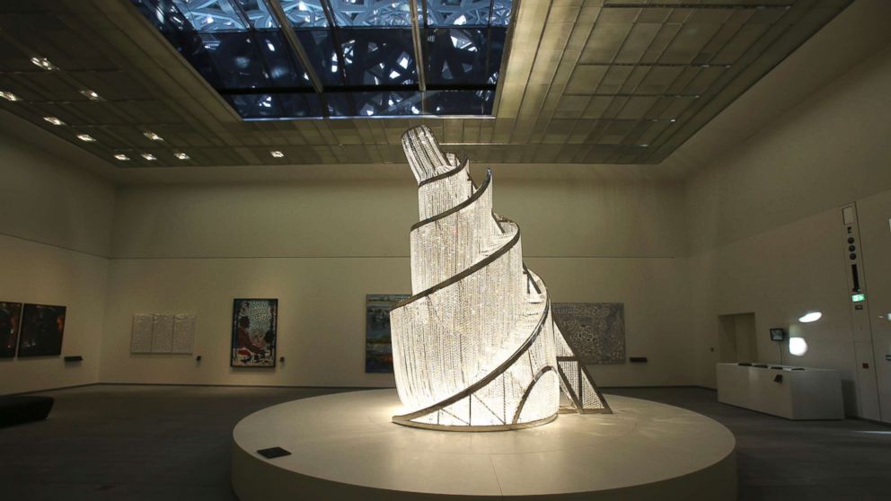 PHOTO: Fountain of Light by Ai Weiwei, is displayed at the Louvre Museum in Abu Dhabi.