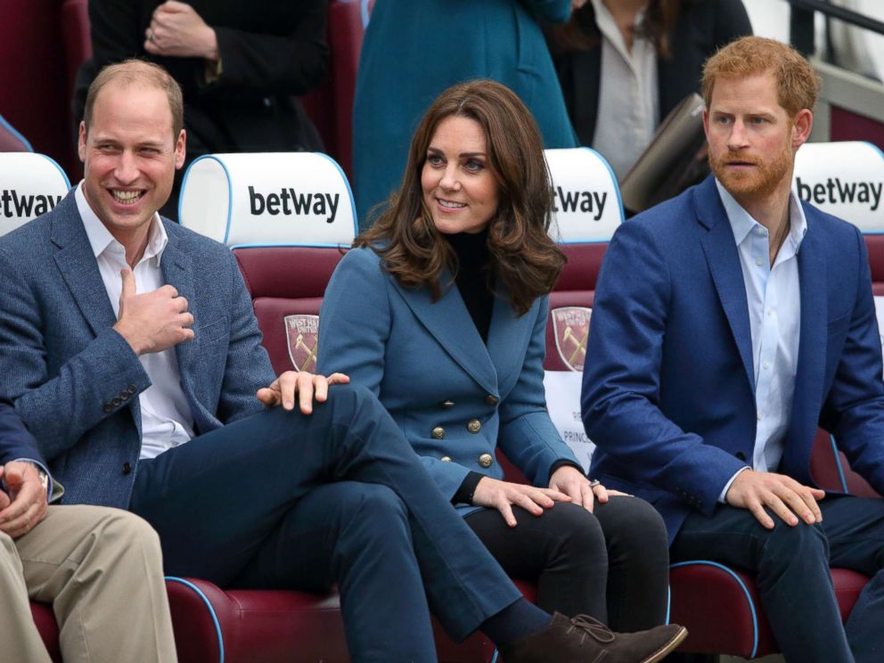 PHOTO: Prince William, Duke of Cambridge, Catherine, Duchess of Cambridge and Prince Harry attend the Coach Core graduation ceremony for more than 150 Coach Core apprentices at The London Stadium on Oct. 18, 2017 in London, England.