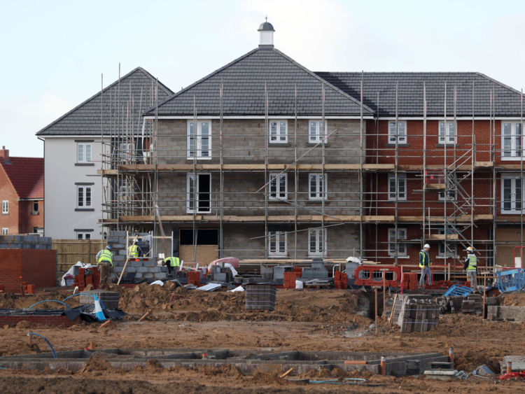 Houses under construction on a new housing development