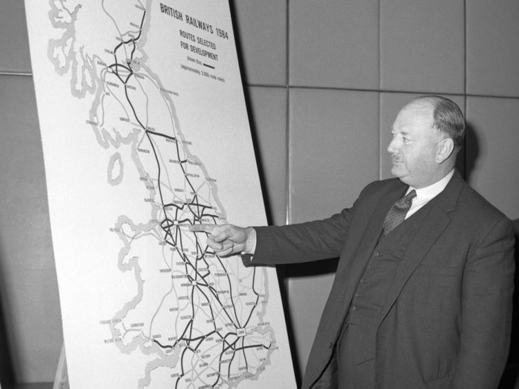 Thousands of stations were axed at Dr Richard Beeching's recommendation