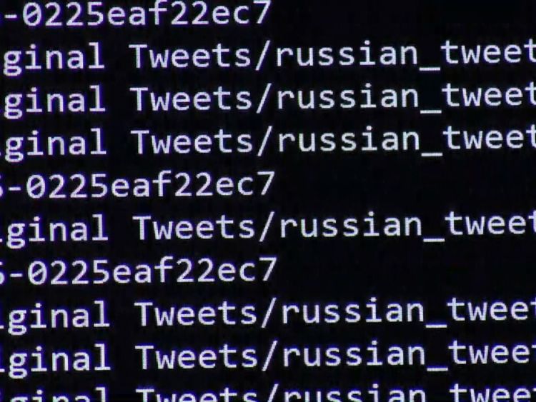 Code showing the links to tweets with Russian links