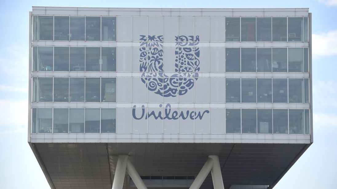 The logo of Unilever at the headquarters in Rotterdam. 