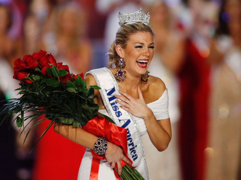 PHOTO: Miss New York Mallory Hytes Hagan reacts as she is crowned Miss America 2013 in this Jan. 12, 2013 file photo in Las Vegas.