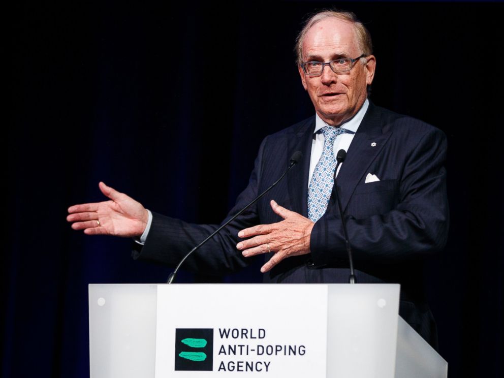 This March 13, 2017 file photo showing Richard McLaren speaking at the 2017 world anti-doping agency annual symposium in Switzerland. McLarens work verifying systematic cheating by Russia at the 2014 Sochi Games has been vindicated by an IOC panel.