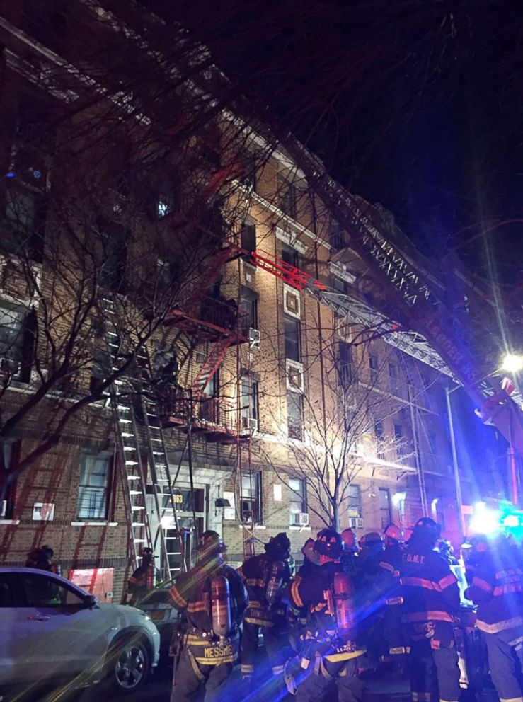 PHOTO: At least 15 people were seriously injured in a massive fire in the Belmont section of Bronx, New York, according to the FDNY. 