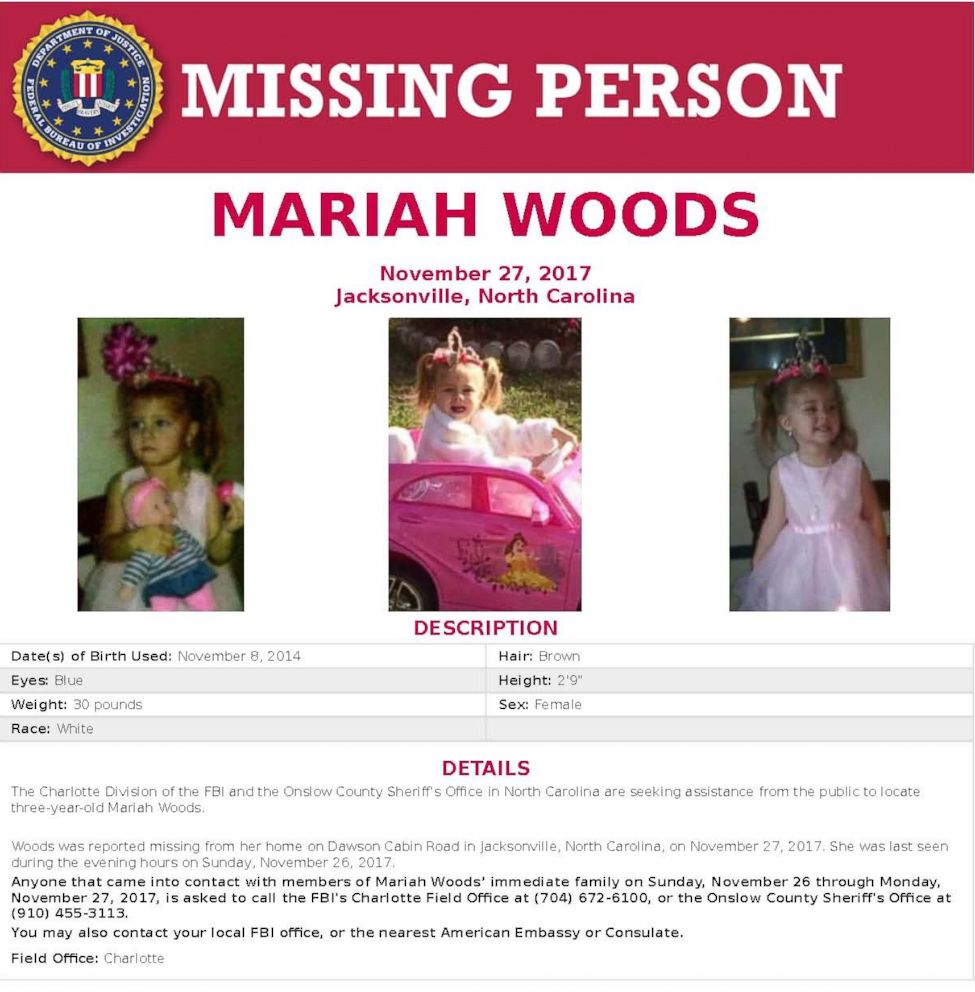PHOTO: The FBI has been circulating this missing person poster for Mariah Woods.