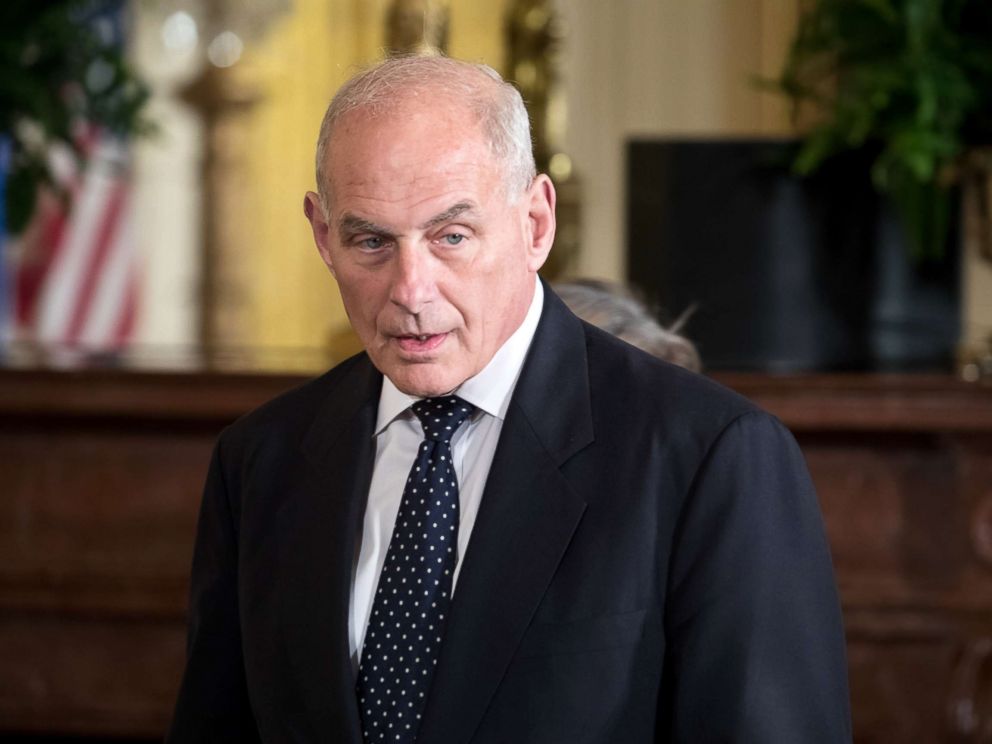 PHOTO: White House Chief of Staff John F. Kelly in the East Room of the White House, Aug. 28, 2017.