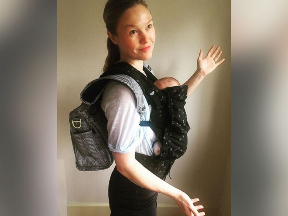 PHOTO: Julia Stiles posted this photo to her Instagram account with the caption, I havent worn a back pack since middle school. Now I have a front pack.