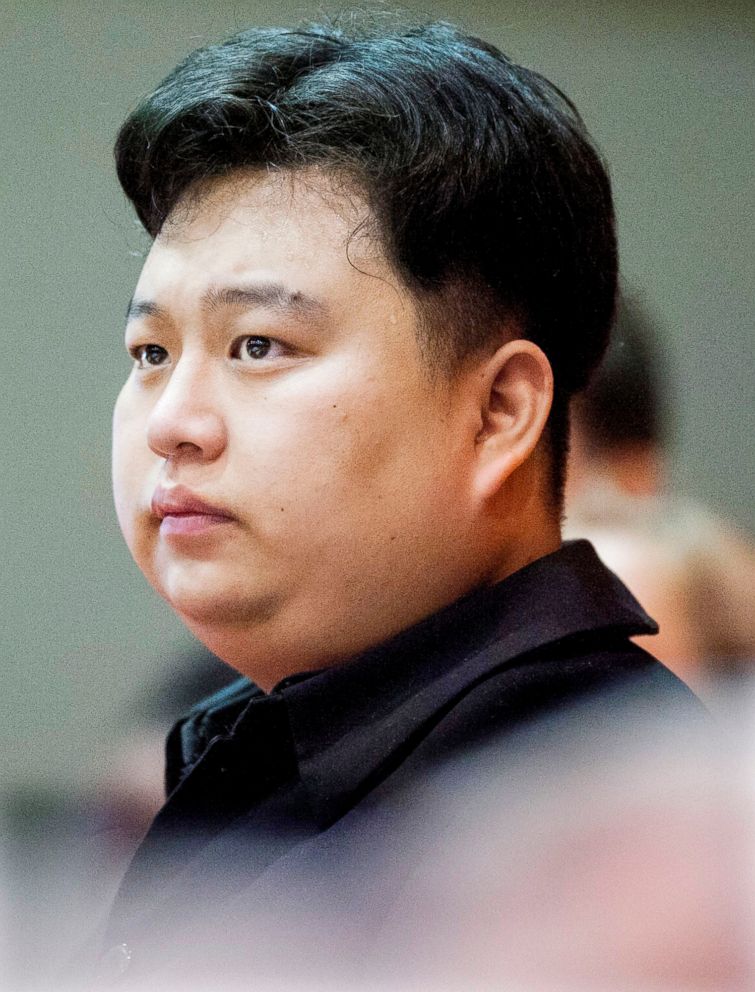 PHOTO:Minyong Kim of South Korea has parlayed his resemblance to North Koreas Kim Jong Un into a part-time hobby, part-time acting career, sits with the Spike Squad during an State volleyball match in Champaign, Ill., in this Oct. 9, 2015 file photo.