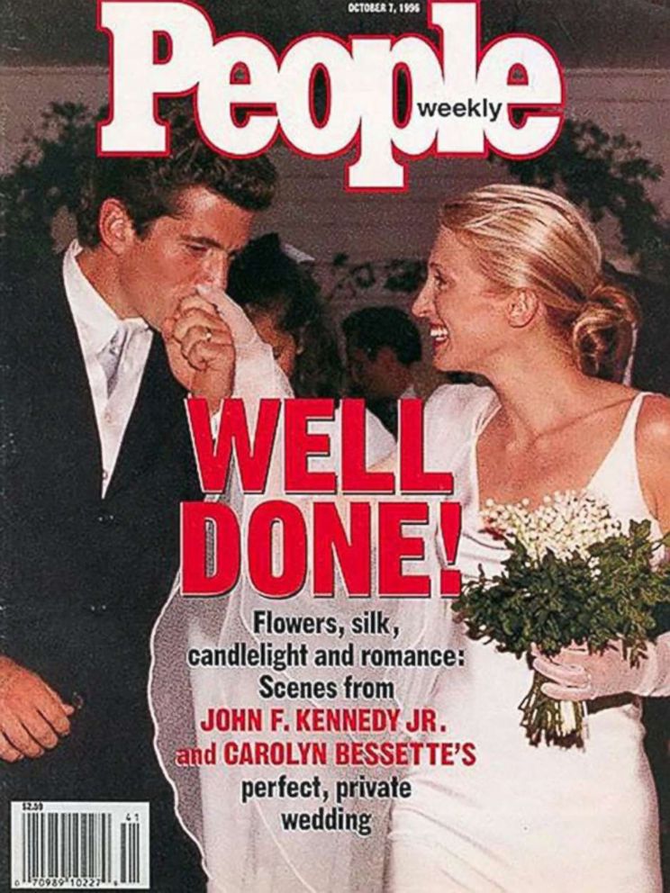 PHOTO: John F. Kennedy Jr. and Carolyn Bessettes wedding is pictured on the front page of People magazine in October 1996.