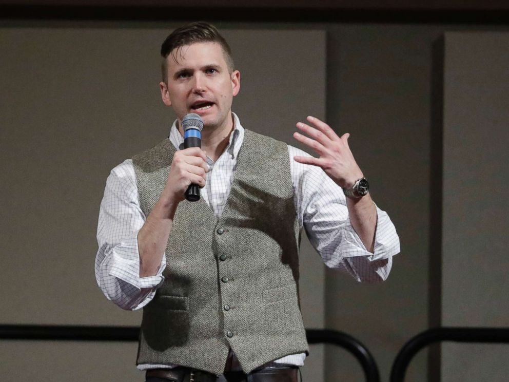 PHOTO: Richard Spencer, who leads a movement that mixes racism, white nationalism and populism, speaks at the Texas A&M University campus in College Station, Texas, on Dec. 6, 2016.