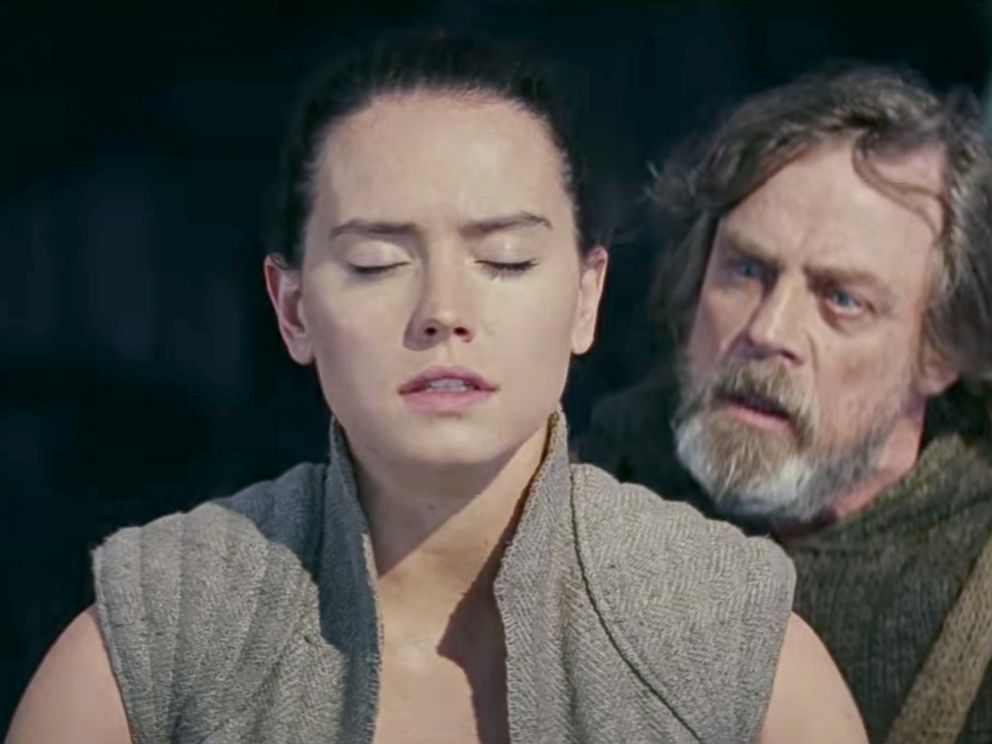 PHOTO: Daisy Ridley, as Rey, and Mark Hamill, as Luke Skywalker, in a scene from Star Wars: The Last Jedi.