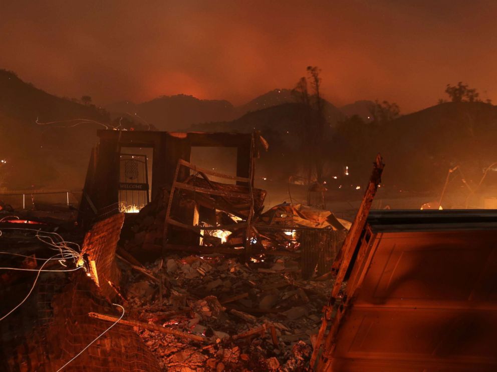 PHOTO: A home burns as strong winds push the Thomas Fire across thousands of acres near Santa Paula, Calif., Dec. 5, 2017. 
