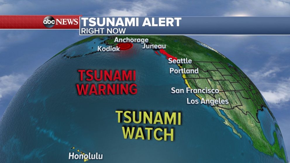 Tsunami warnings were issued for Alaska and British Columbia, with watches as far south as California, on Jan. 23, 2018.