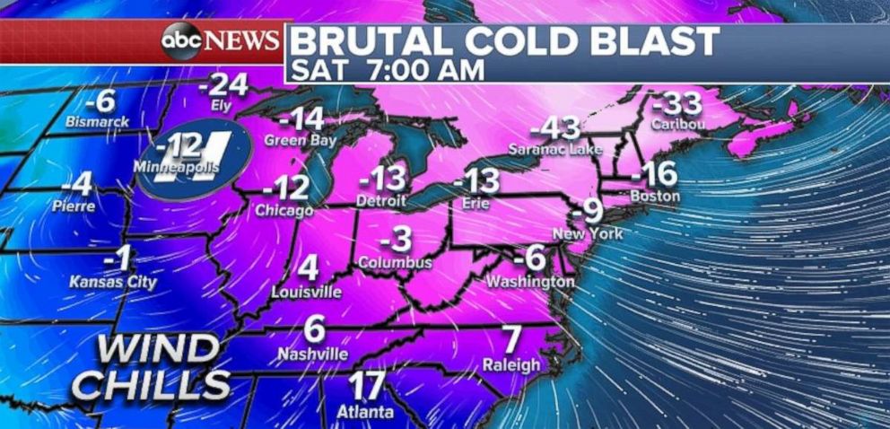 PHOTO: A bitter, brutal cold blast is slamming into the Northeast Saturday.