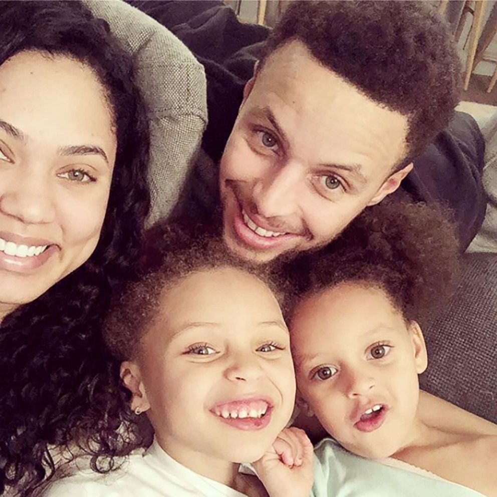 PHOTO: Ayesha Curry and her husband Stephen Curry pose for a selfie with their daughters Riley and Ryan.