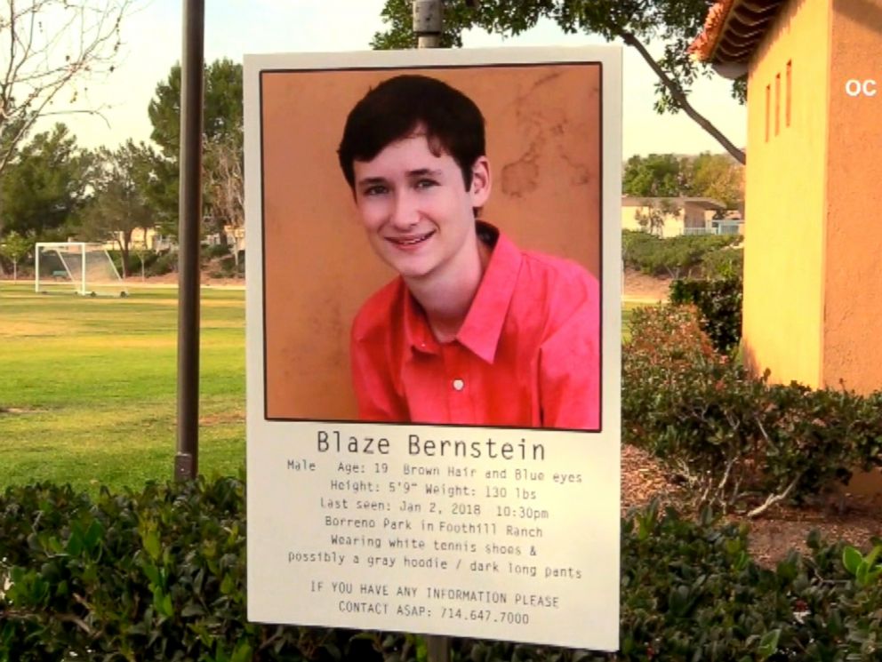 PHOTO: Blaze Bernstein, a pre-med student at the University of Pennsylvania, failed to return to his parents home in Foothill Ranch after going to nearby Borrego Park with a friend, said Carrie Braun, a spokeswoman for the Sheriffs Department.