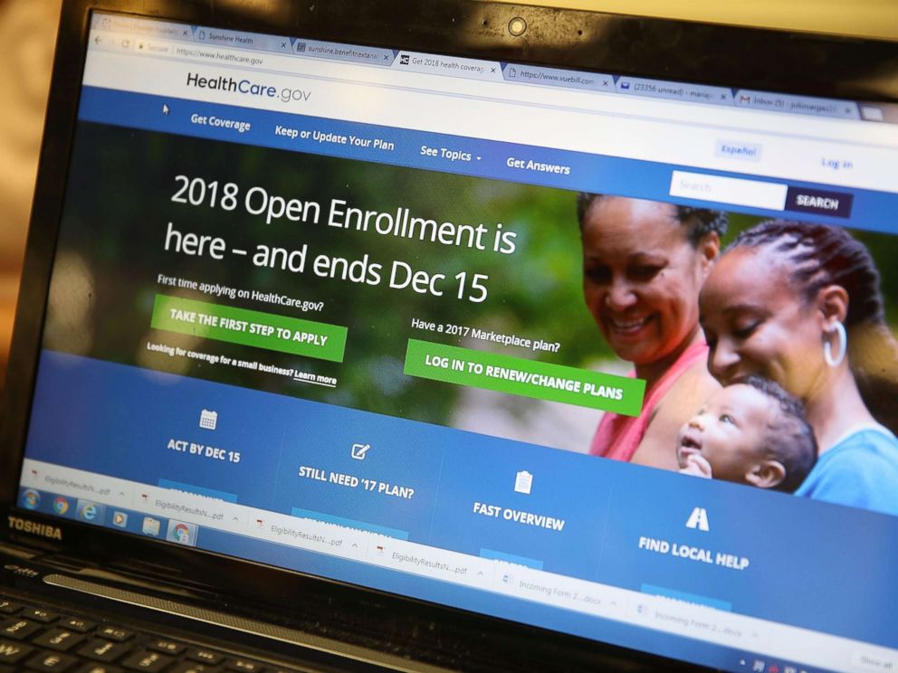 PHOTO: A computer screen shows the enrollment page for the Affordable Care Act on Nov. 1, 2017, in Miami, Fla. 