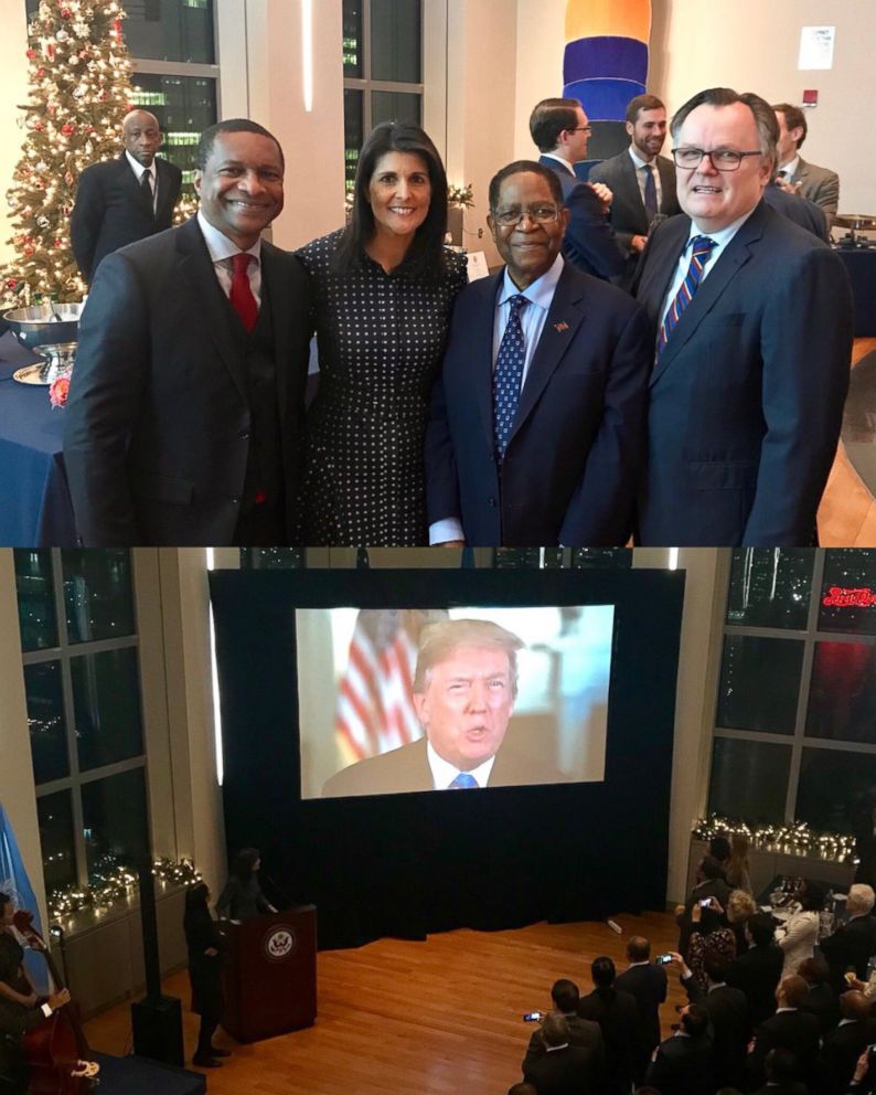 PHOTO: US Ambassador to the UN Nikki Haley tweeted these photos from a Jan. 3, 2018, reception hosted by the US Mission to the UN to thank countries that voted against or abstained, from the UNs condemnation of recognizing Jerusalem as Israels capital.