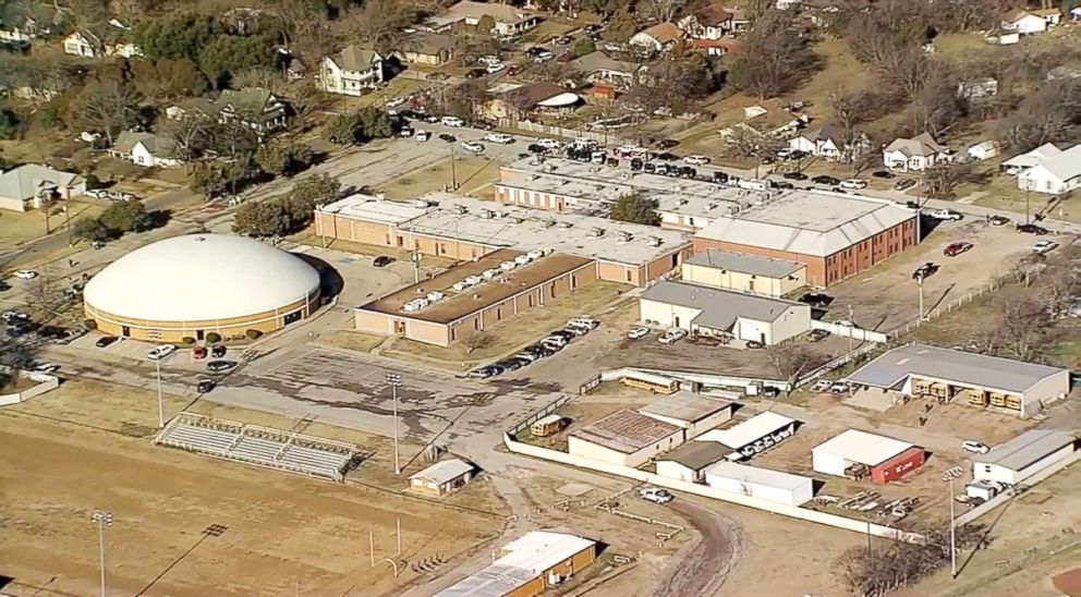 PHOTO: This aerial image shows the area around the school in Italy, Texas, Jan. 22, 2018.