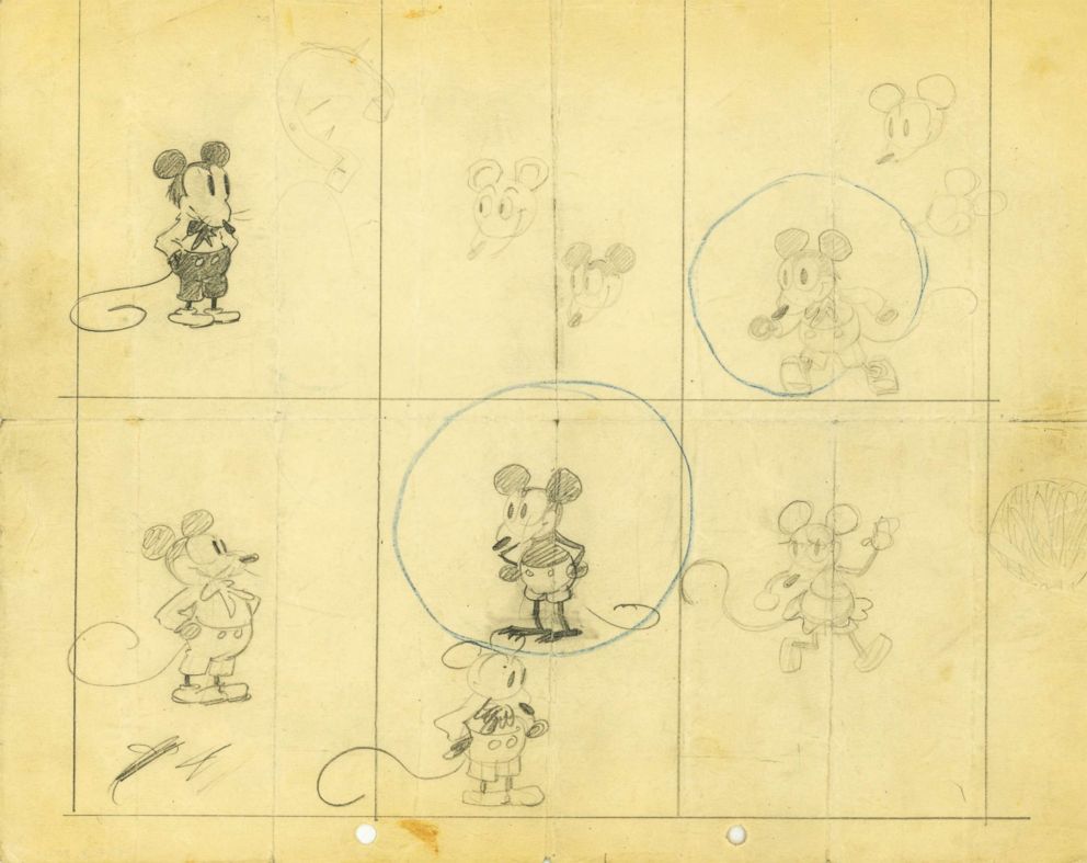 PHOTO: An early drawing of Mickey Mouse included a female mouse in 1928 in this sketch.