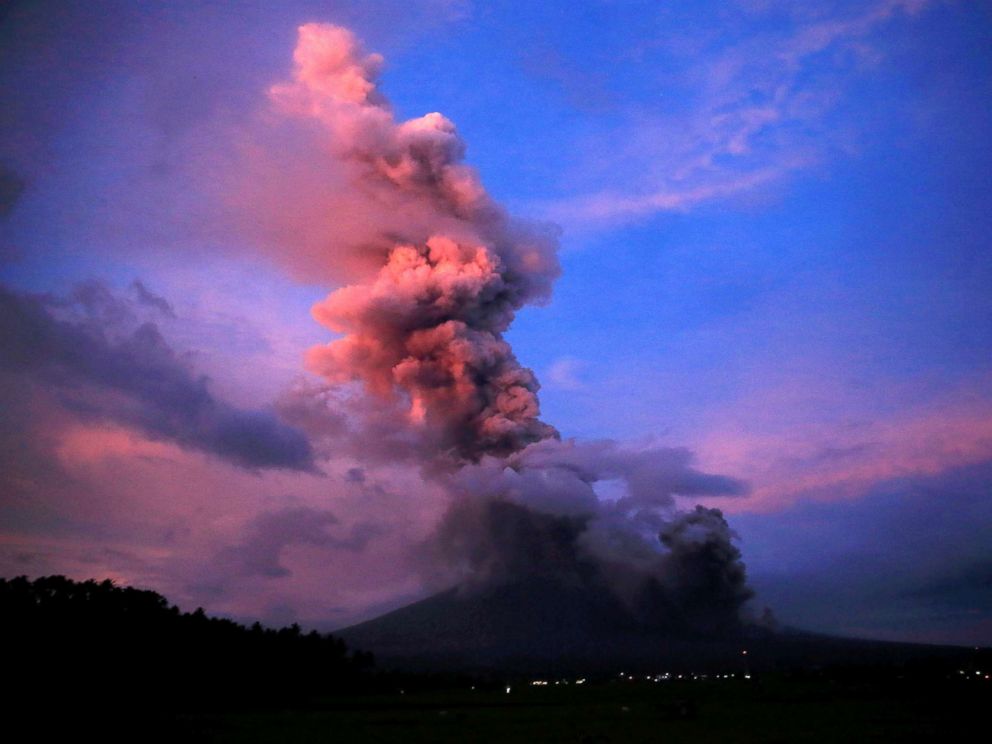 PHOTO: A view of the Mayon Volcano after a new eruption in Camalig, Albay province, south of Manila, Philippines, Jan. 24, 2018.