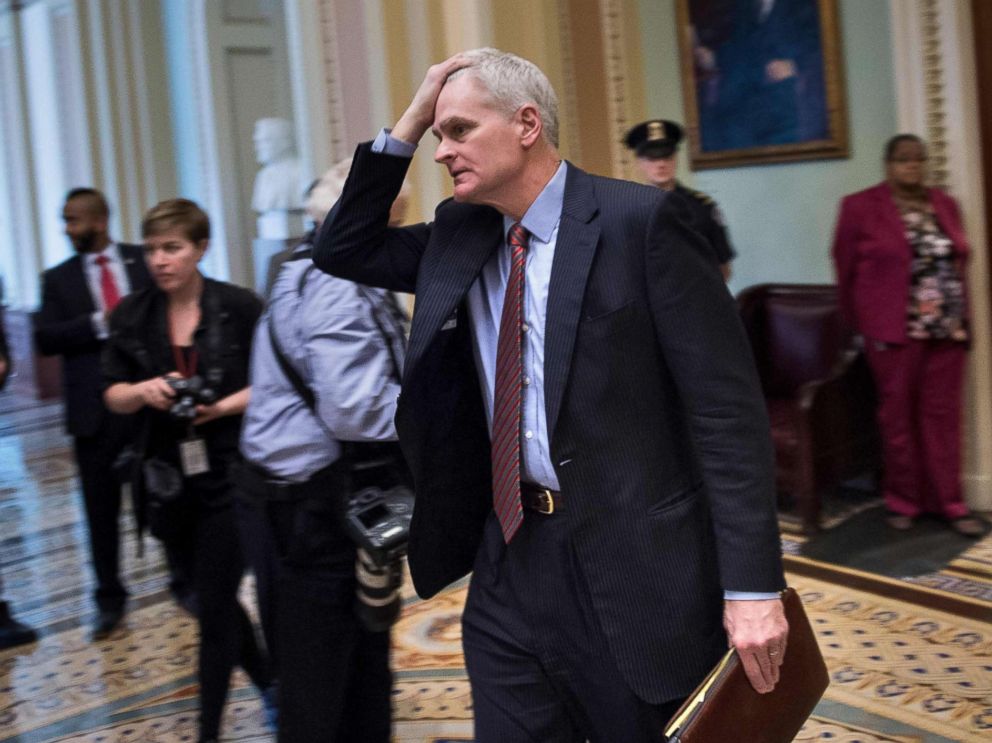PHOTO: Senator Bill Cassidy leaves the Senate floor on Capitol Hill after the Senate voted to fund the US government, Jan. 22, 2018, in Washington.
