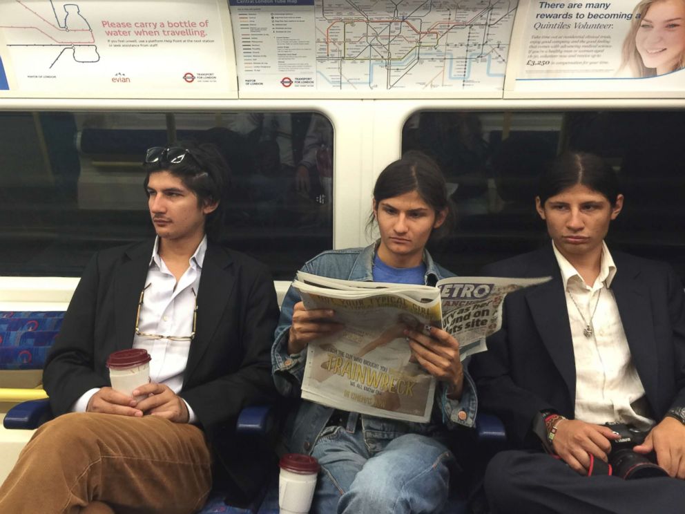 PHOTO: Govinda Angulo, left, and two of his brothers are pictured together riding the train.