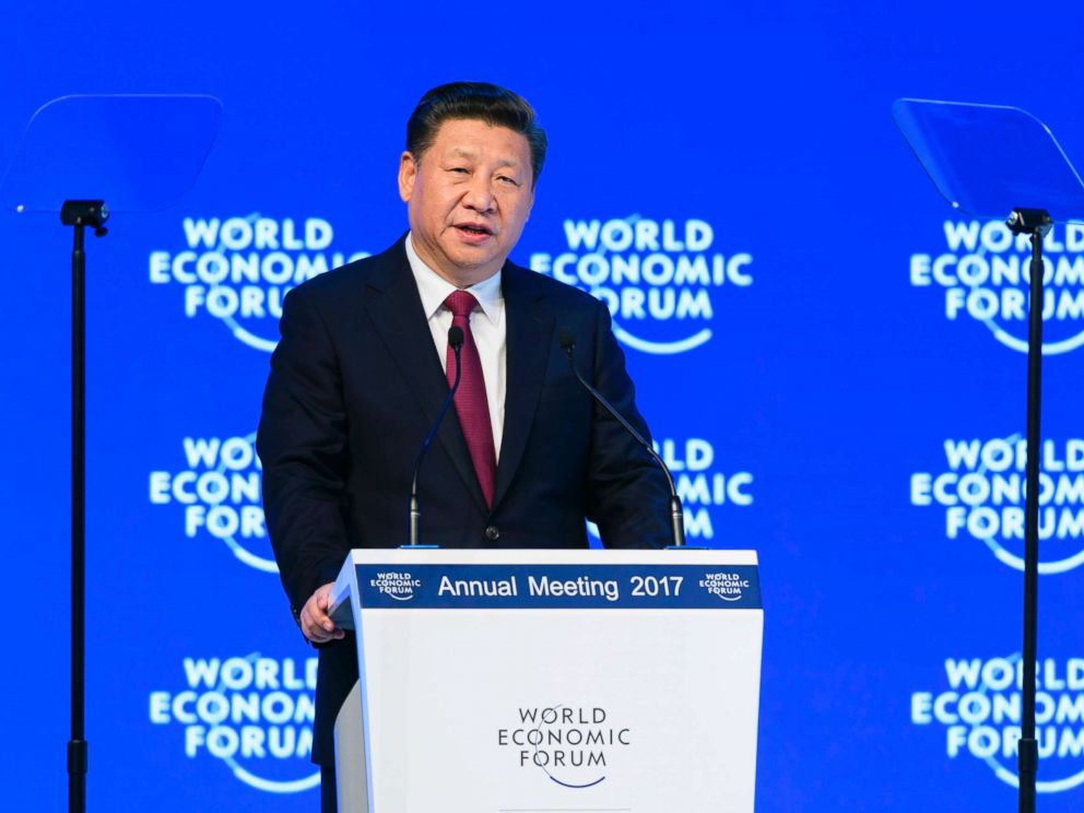 PHOTO: Chinas President Xi Jinping delivers a speech during the first day of the World Economic Forum, Jan. 17, 2017, in Davos Switzerland.