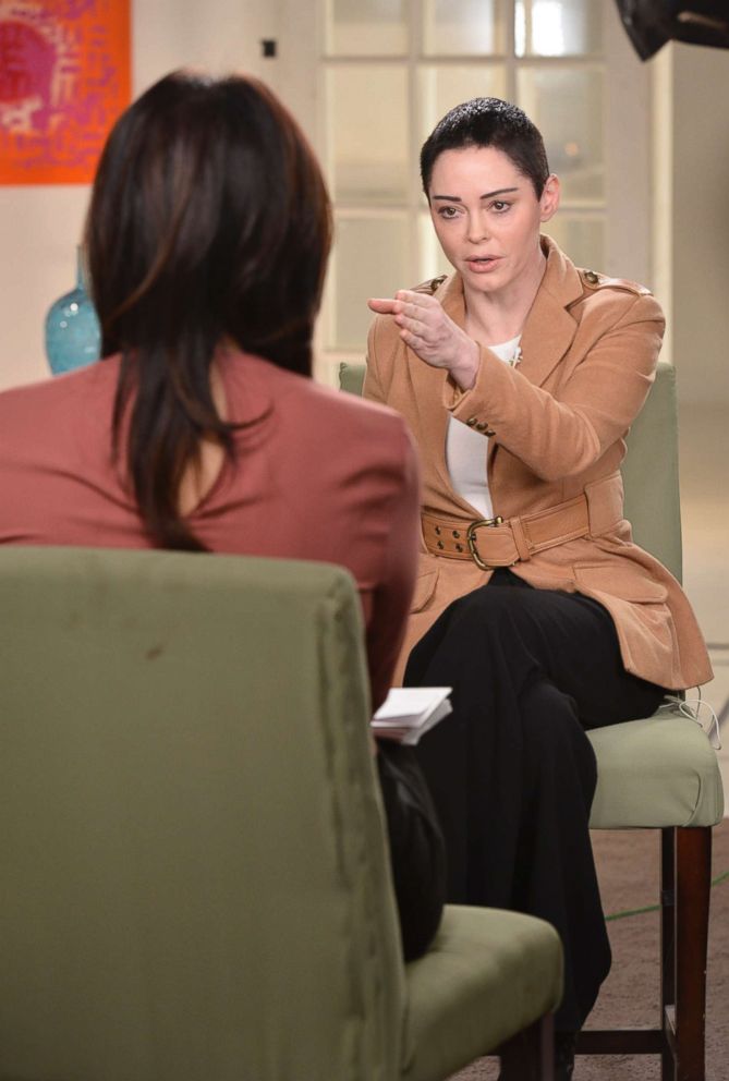 PHOTO: ABC News Nightline co-anchor Juju Chang sat down for an extensive interview with Rose McGowan about her new book Brave and McGowans allegations that Harvey Weinstein raped her.