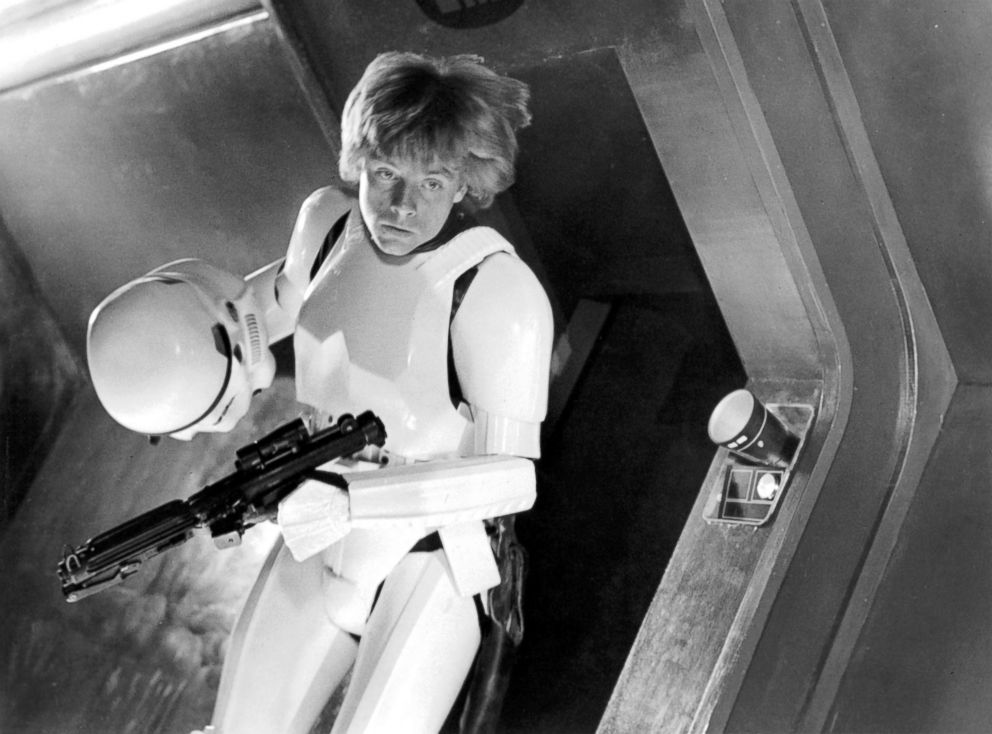PHOTO: Mark Hamill takes off his stormtrooper helmet in a scene from Star Wars: Episode IV - A New Hope. 