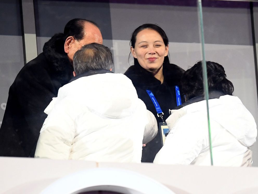PHOTO: Kim Yo-Jong shakes hands with President of South Korea, Moon Jae-in during the Opening Ceremony of the PyeongChang 2018 Winter Olympic Games at PyeongChang Olympic Stadium on Feb. 9, 2018 