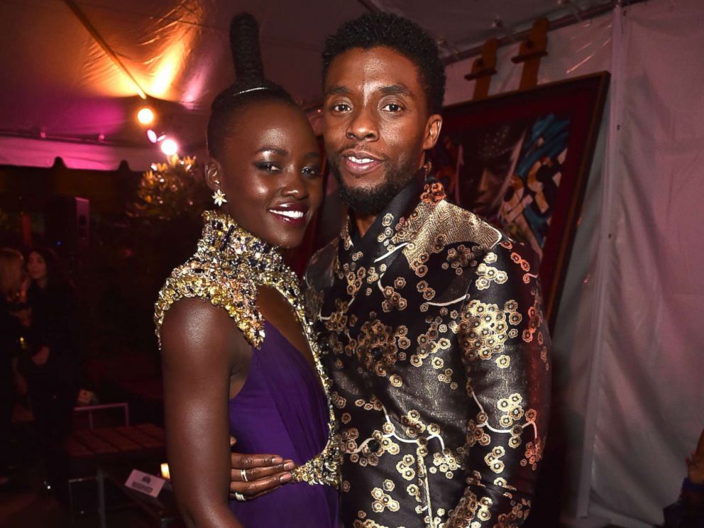 PHOTO: Lupita Nyongo (L) and Chadwick Boseman at the Los Angeles World Premiere of Marvel Studios Black Panther at Dolby Theater, Jan. 29, 2018 in Hollywood, Calif.