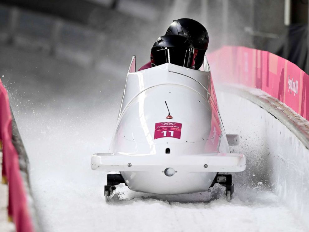 PHOTO: Nadezhda Sergeeva (front) and Anastasia Kocherzhova of the Olympic Athlete from Russia in action during the Womens Bobsleigh Heats at the Olympic Sliding Centre during the PyeongChang 2018 Olympic Games, South Korea, Feb. 21, 2018.