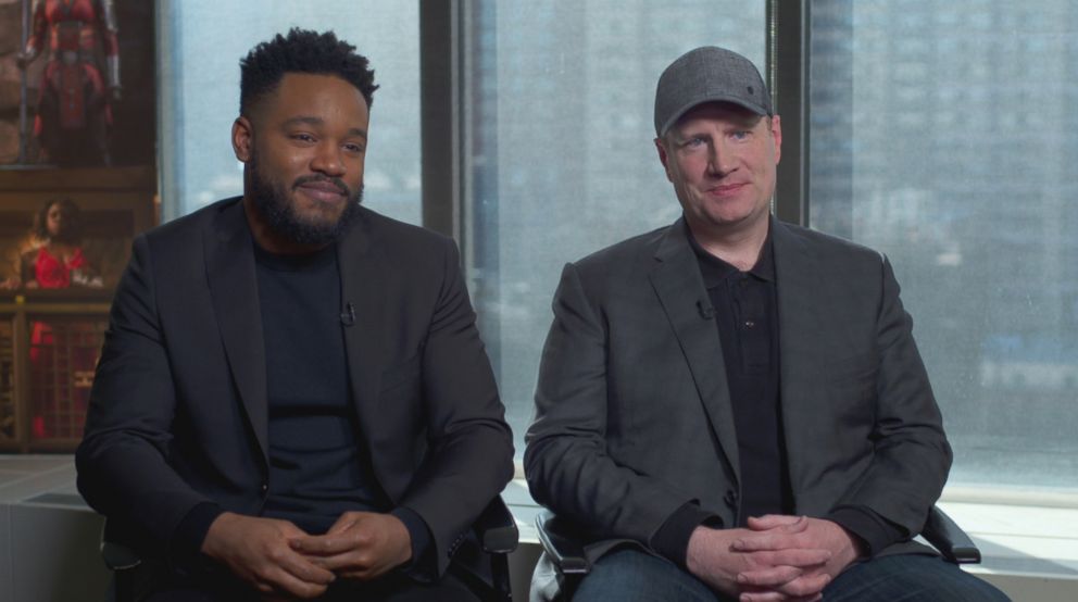PHOTO: Director Ryan Coogler, and Marvel Studios president Kevin Feige discuss Black Panther.