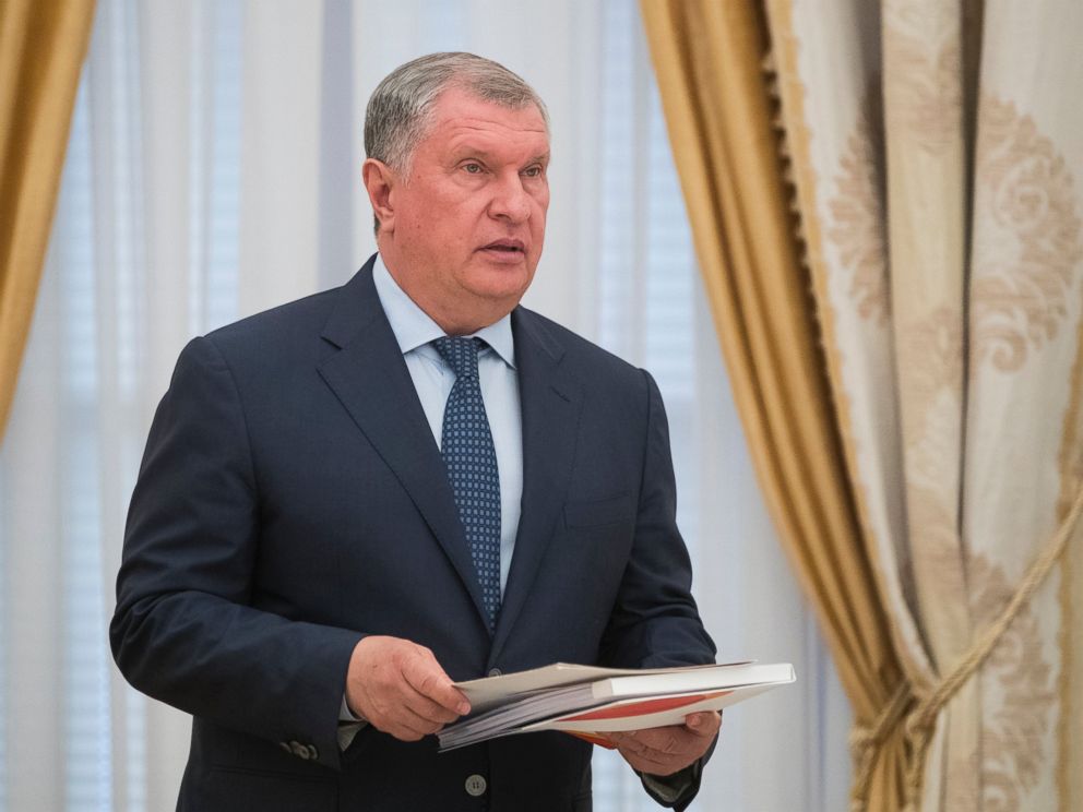 CEO of state-controlled Russian oil company Rosneft, Igor Sechin, holds papers prior a meeting with Saudi Deputy Crown Prince and Defense Minister Mohammed bin Salman in Moscows Kremlin, Russia, Tuesday, May 30, 2017.