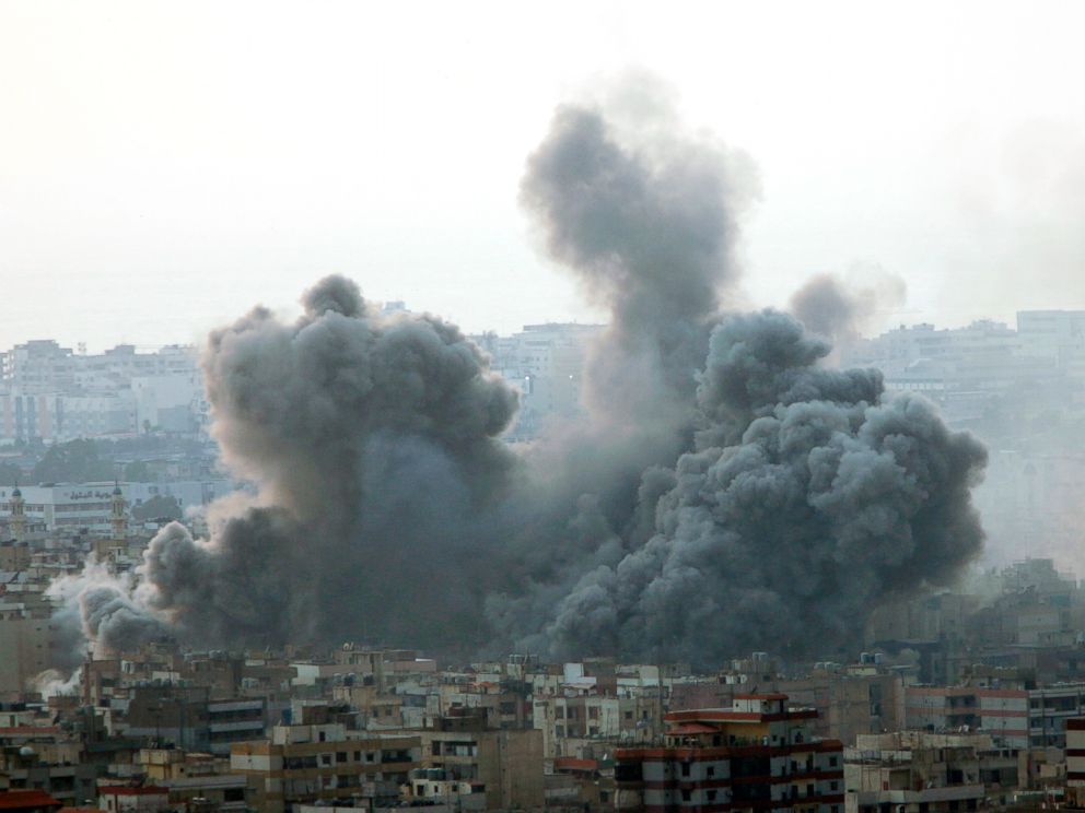 PHOTO: An Israeli air strike hits the center of the southern suburbs of Beirut, Lebanon,July 15, 2006, as Israeli war planes repeatedly blasted the residential area which is a Hezbollah stronghold throughout the day. 