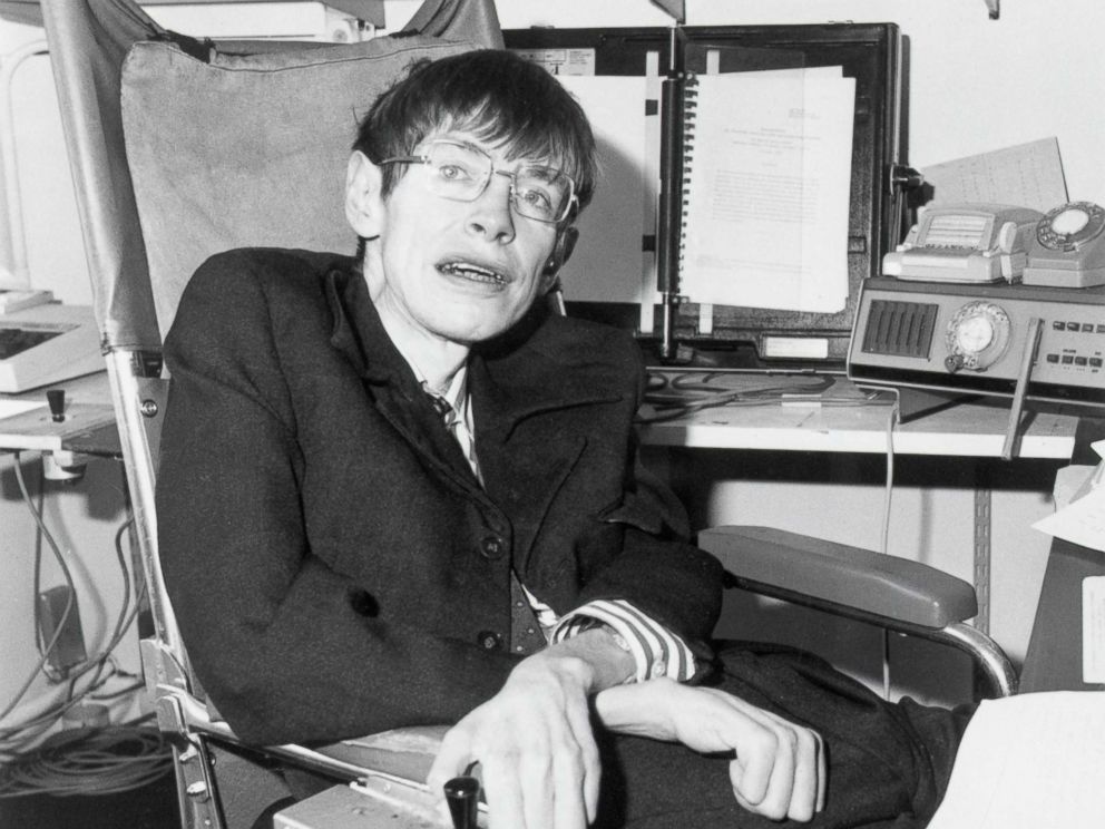 PHOTO: Mathematical physicist Dr. Stephen Hawking in his office circa 1982. 