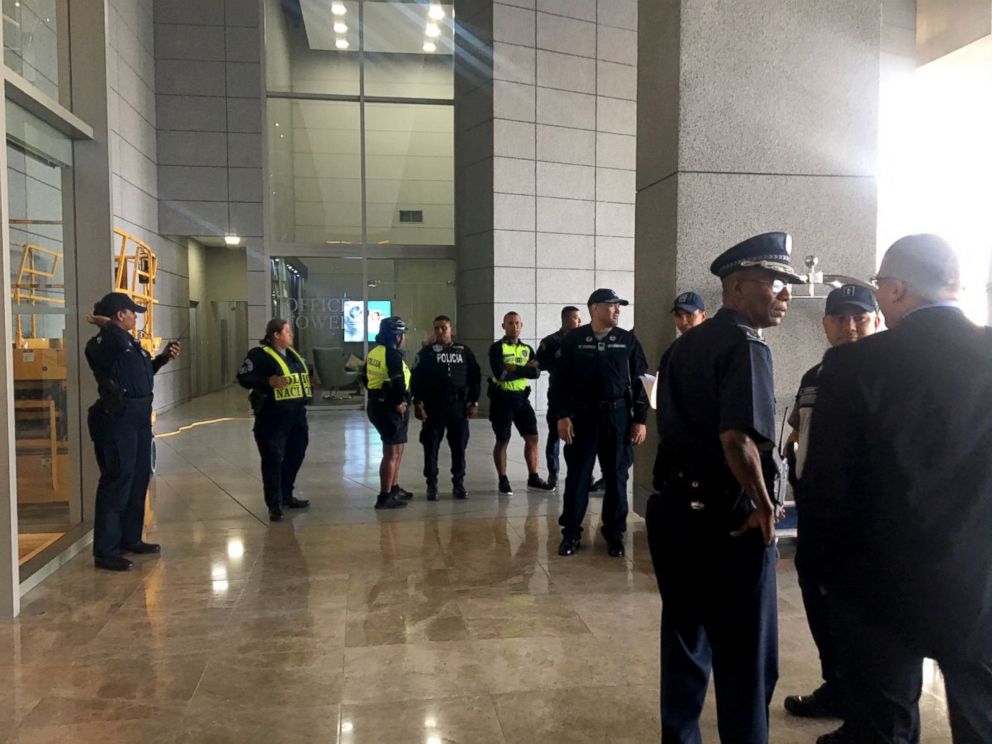 PHOTO: Police entered the lobby of the Trump Hotel in Panama, March 5, 2018.