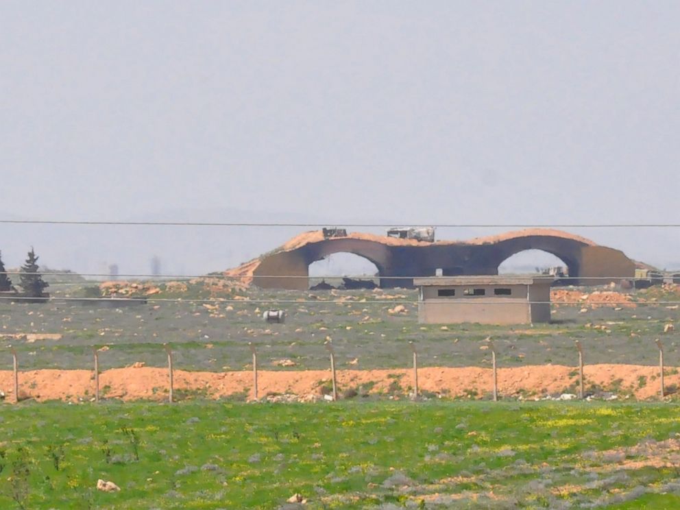 PHOTO: A picture taken on April 7, 2017 shows the damaged Shayrat airfield at the Syrian government forces military base targeted earlier overnight by US Tomahawk cruise missiles.